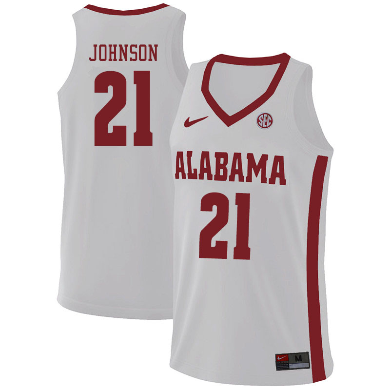 Men #21 Britton Johnson Alabama Crimson Tide College Basketball Jerseys Sale-White
